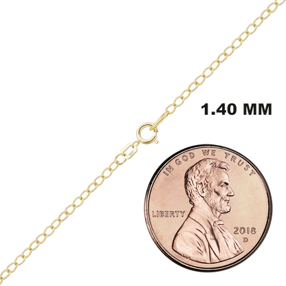 Light Round Cable Anklet in 18K Yellow Gold