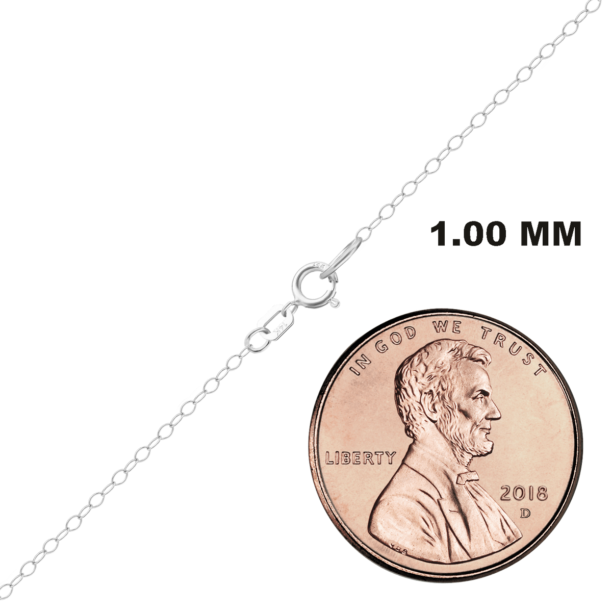 Light Round Cable Necklace 14K White Gold
