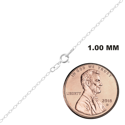 Light Round Cable Necklace 14K White Gold