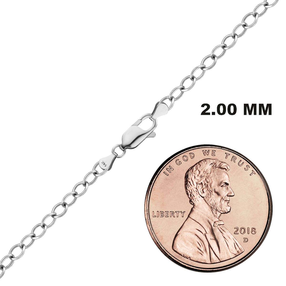 Light Round Cable Necklace 14K White Gold