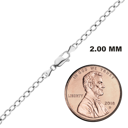 Light Round Cable Necklace 14K White Gold