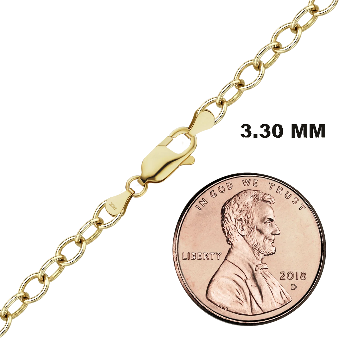 Light Round Cable Necklace 18K Yellow Gold