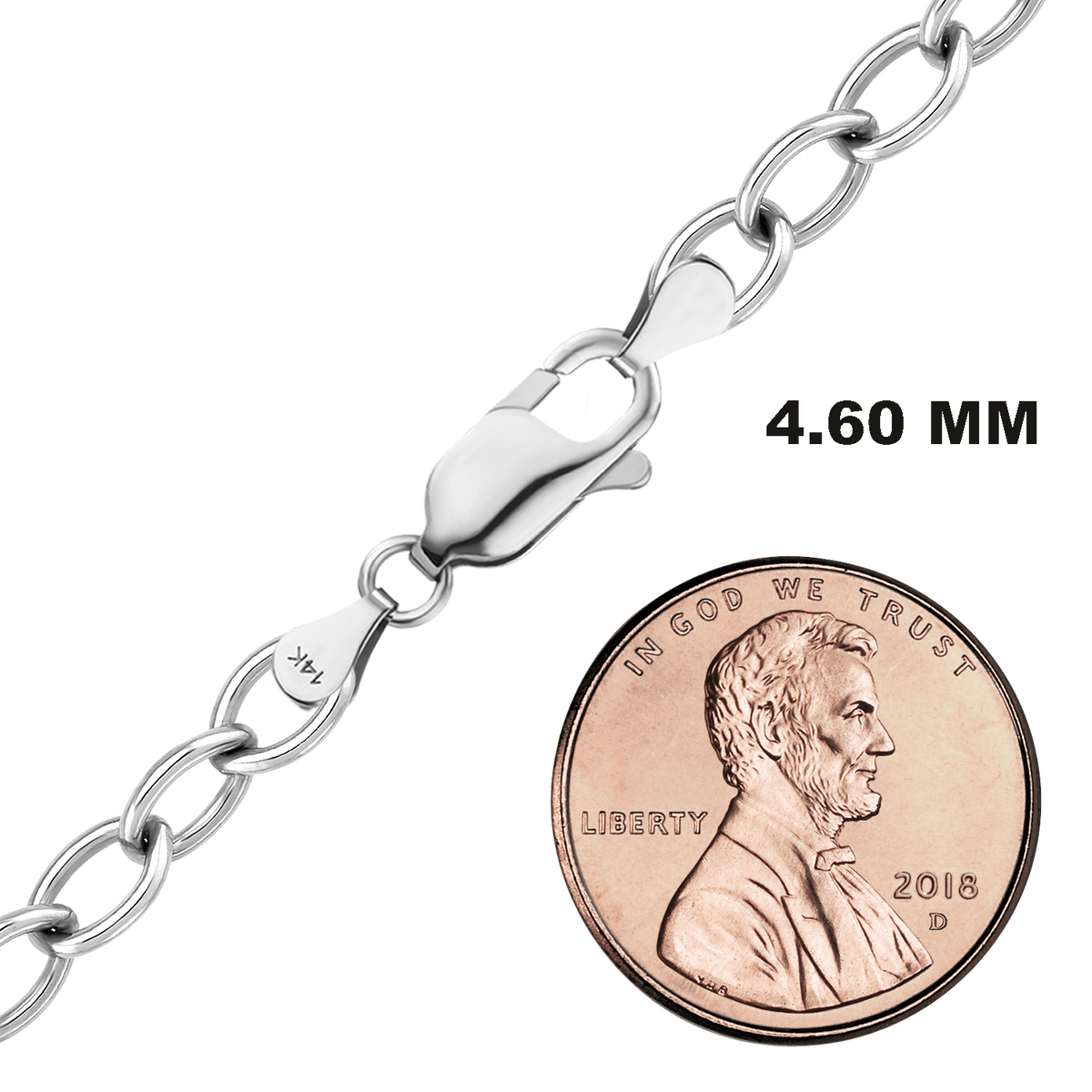Light Round Cable Necklace 14K White Gold