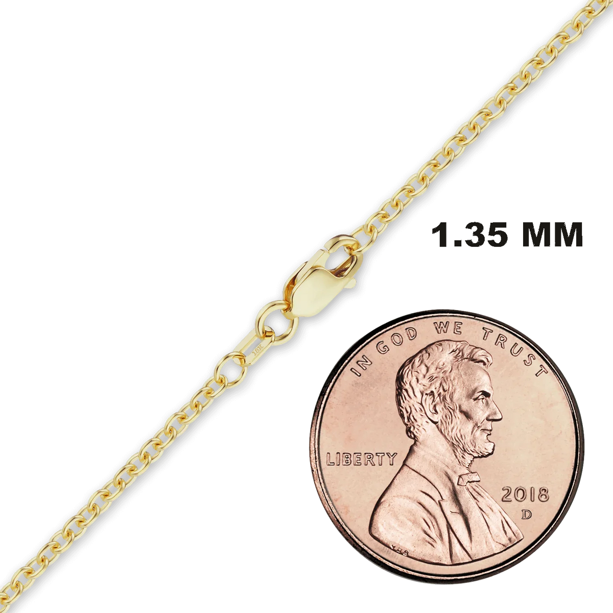 Medium Round Cable Anklet in 18K Yellow Gold