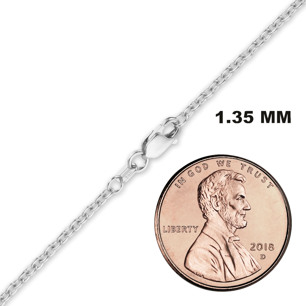 Medium Round Cable Necklace 14K White Gold