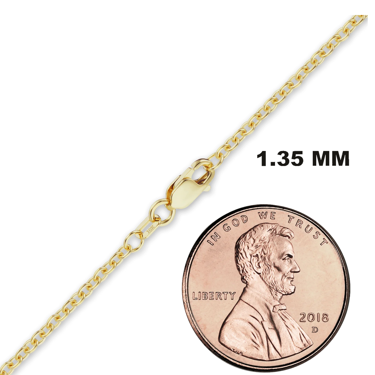 Medium Round Cable Necklace 10K Yellow Gold