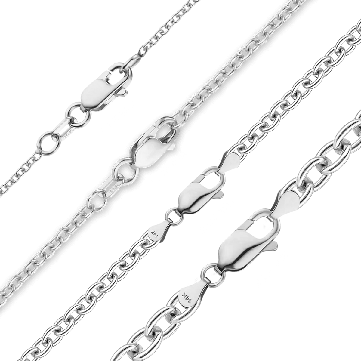 Medium Round Cable Bracelet in 14K White Gold