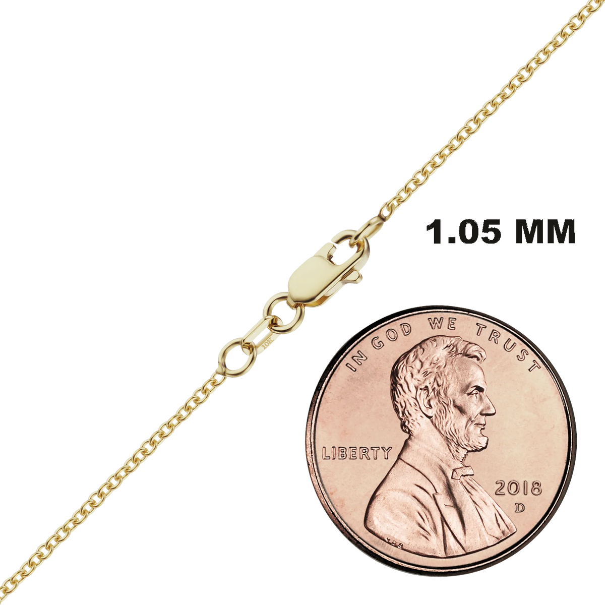 Medium Round Cable Necklace 10K Yellow Gold