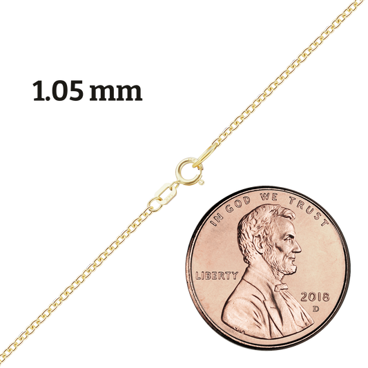 Medium Round Cable Necklace with Spring Ring in 14K yellow gold