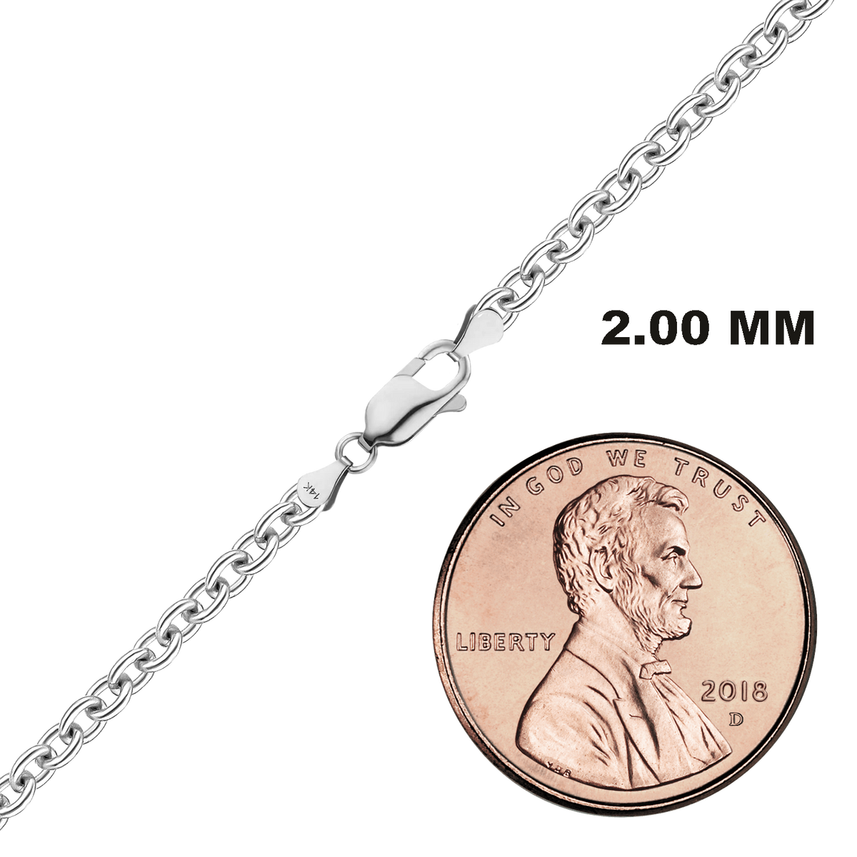 Medium Round Cable Bracelet in 14K White Gold