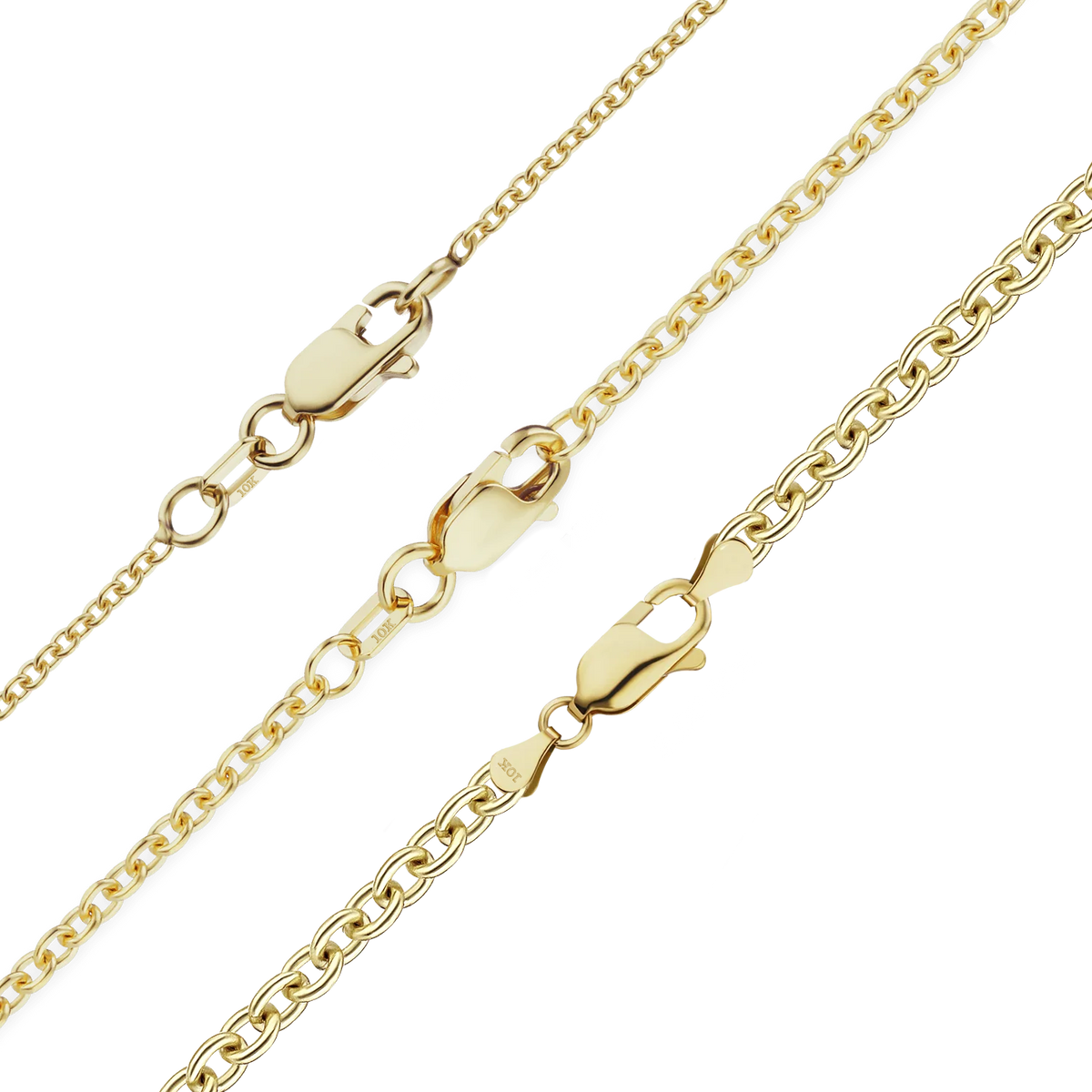Medium Round Cable Bracelet in 10K Yellow Gold