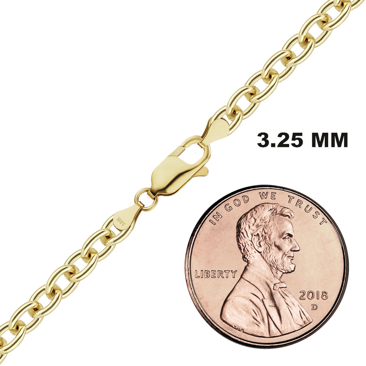 Medium Round Cable Anklet in 18K Yellow Gold