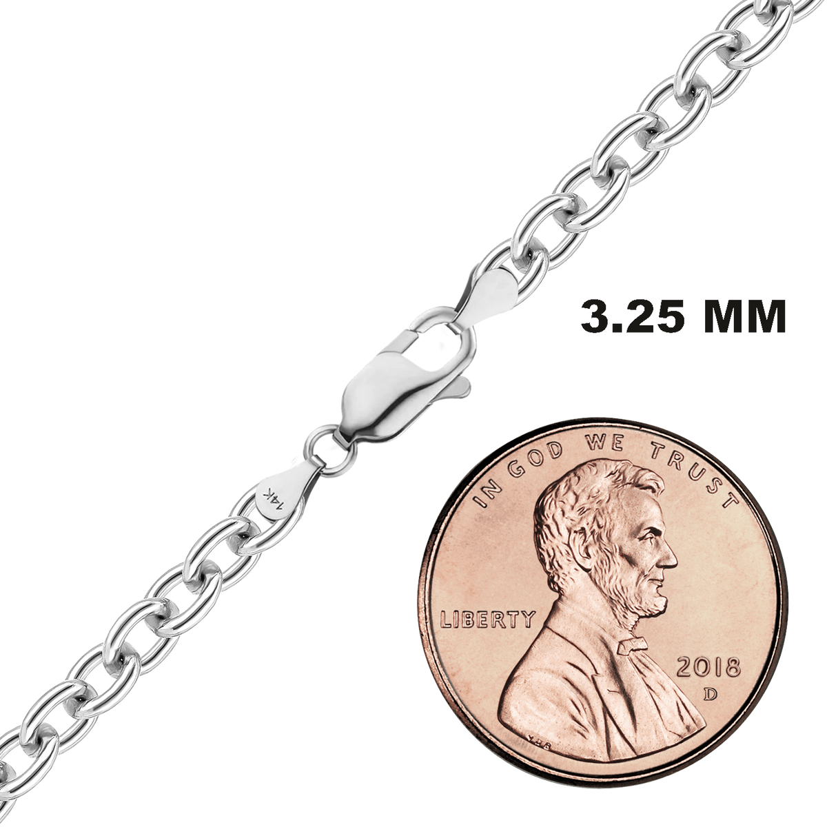 Medium Round Cable Necklace 14K White Gold