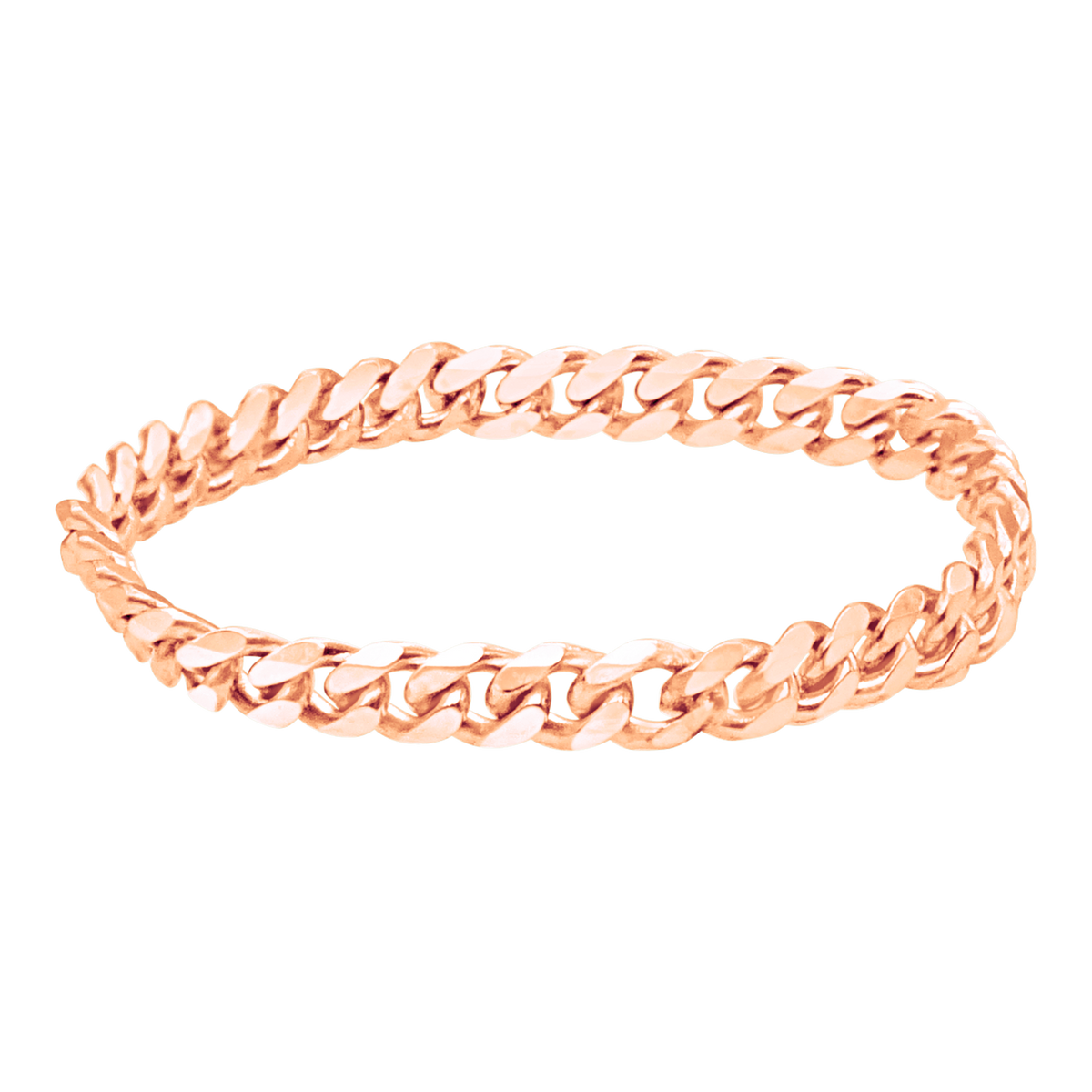 Solid Cuban Curb Chain Ring in 14K Rose Gold