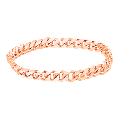 Solid Cuban Curb Chain Ring in 14K Rose Gold