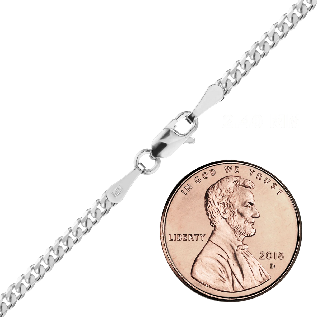 Classic Curb Necklace 14K White Gold