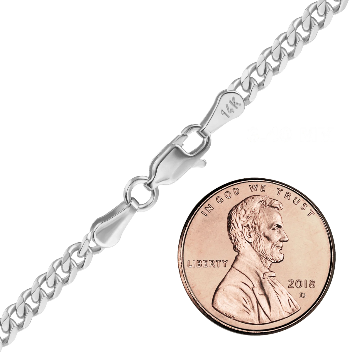 Classic Curb Necklace 14K White Gold