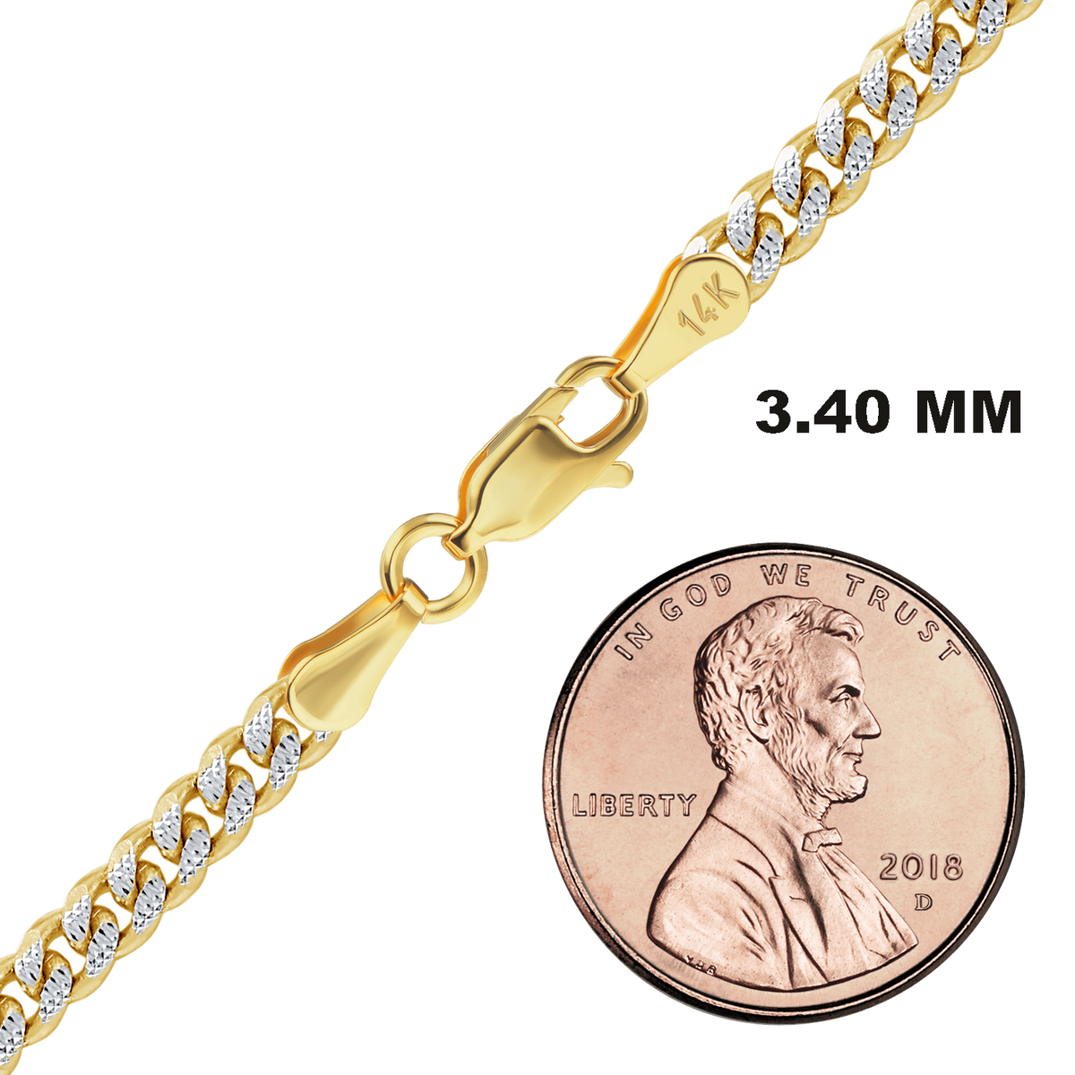 Classic Curb Necklace 14K Two Tone Gold
