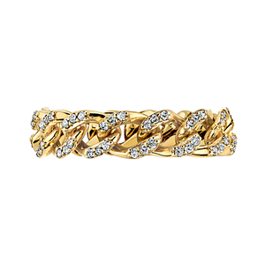 Klassischer Panzerkettenring mit Pavé-Fassung aus natürlichen Diamanten – 14 Karat Gelbgold