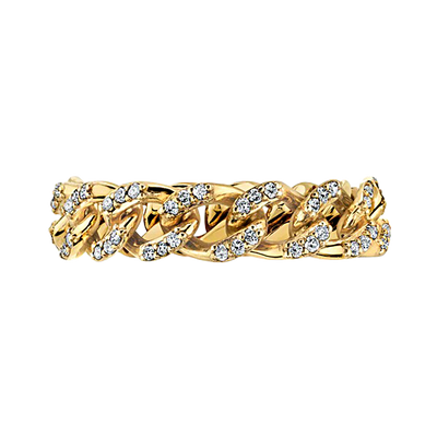 Klassischer Panzerkettenring mit Pavé-Fassung aus natürlichen Diamanten – 14 Karat Gelbgold
