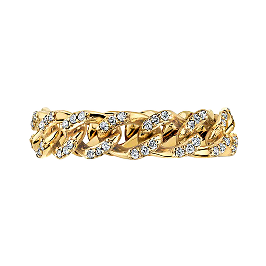 Classic Curb Chain Ring with Pave Set Natural Diamonds
