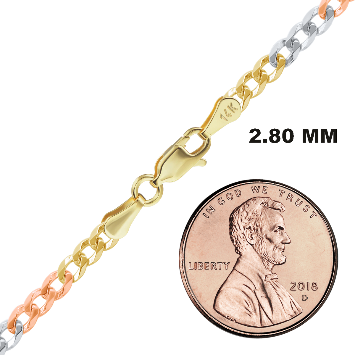 Light Curb Necklace 14K Tri-Color Gold