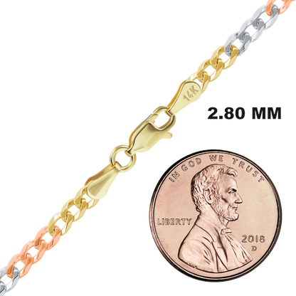 Light Curb Necklace 14K Tri-Color Gold