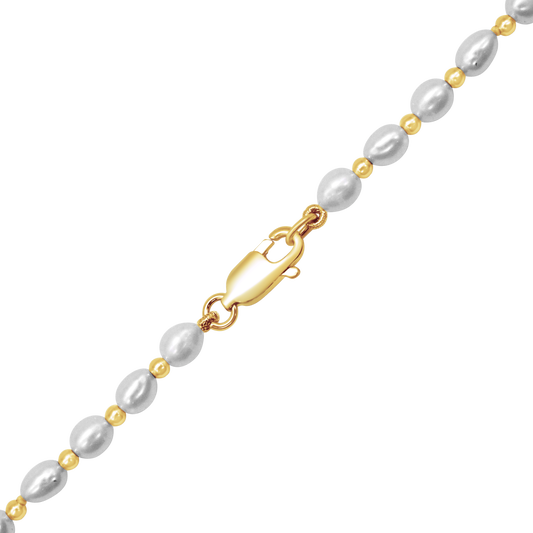 Organic Freshwater Pearl Beaded Necklace in 14K yellow gold