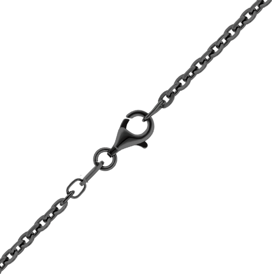 Diamond Cut Cable Necklace, Black Ruthenium in sterling silver