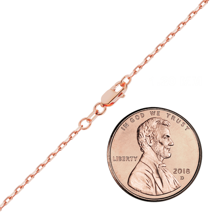 Elongated Diamond Cut Cable Necklace 14K Rose Gold