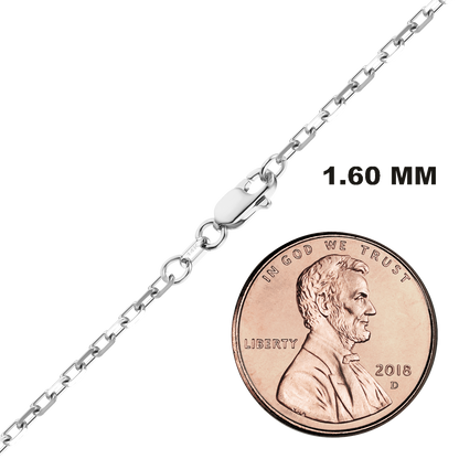 Elongated Diamond Cut Cable Bracelet in 14K White Gold