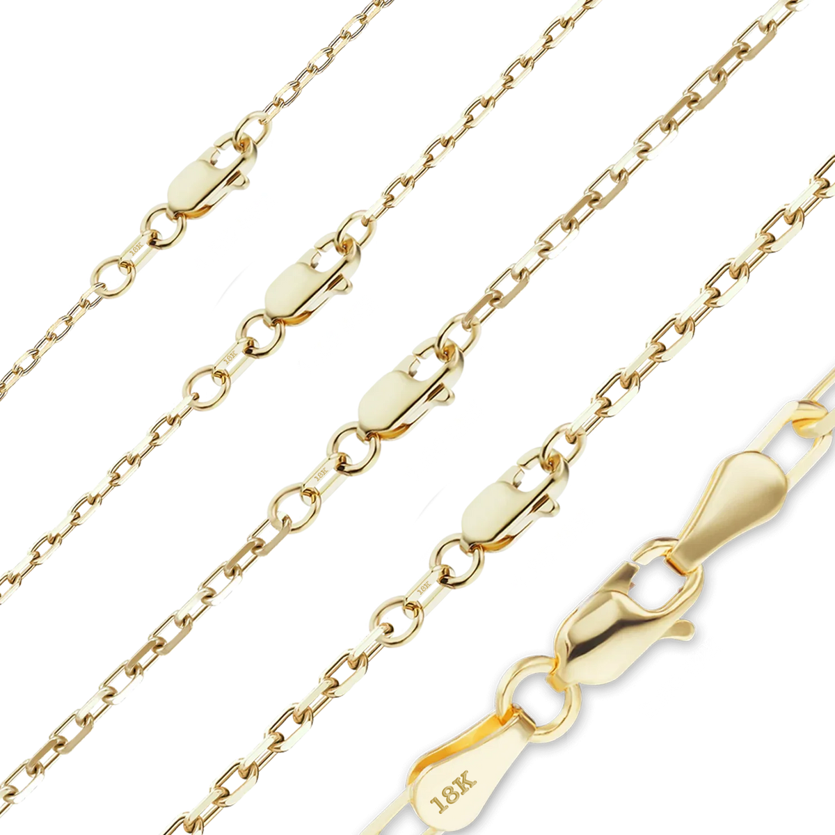 Elongated Diamond Cut Cable Bracelet in 18K Yellow Gold