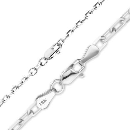 Elongated Diamond Cut Cable Bracelet in 18K White Gold