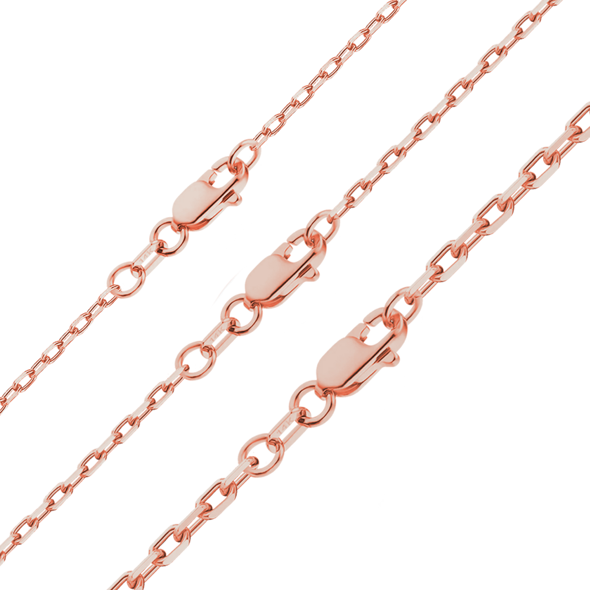 Elongated Diamond Cut Cable Bracelet in 14K rose Gold