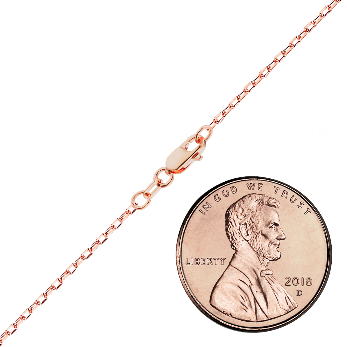 Elongated Diamond Cut Cable Necklace 14K Rose Gold