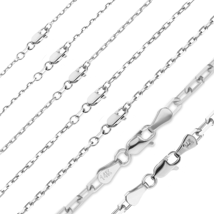 Elongated Diamond Cut Cable Bracelet in 14K White Gold