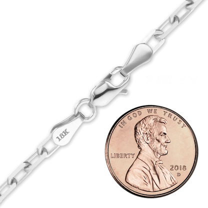 Elongated Diamond Cut Cable Bracelet in 18K White Gold