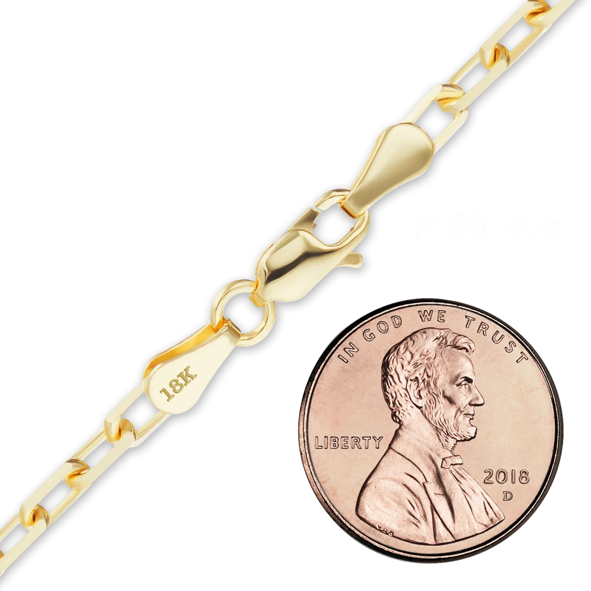 Elongated Diamond Cut Cable Bracelet in 18K Yellow Gold