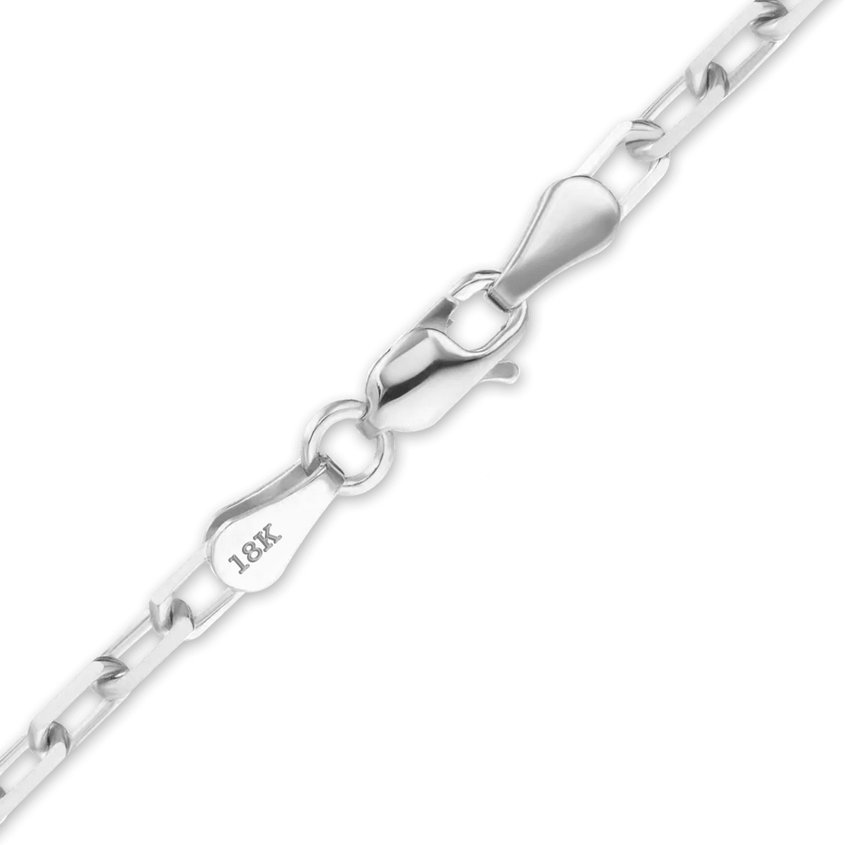 Elongated Diamond Cut Cable Bracelet in 18K White Gold