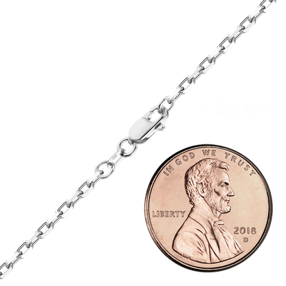 Elongated Diamond Cut Cable Necklace 18K White Gold