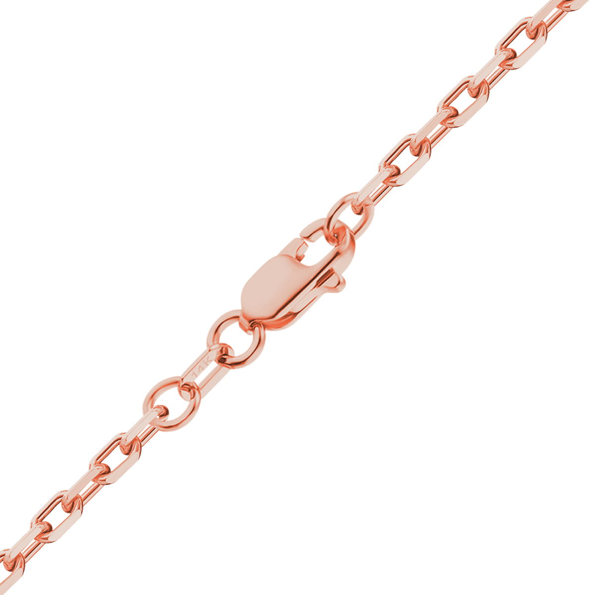 Elongated Diamond Cut Cable Bracelet in 14K Rose Gold