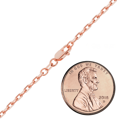 Elongated Diamond Cut Cable Necklace 14K Rose Gold