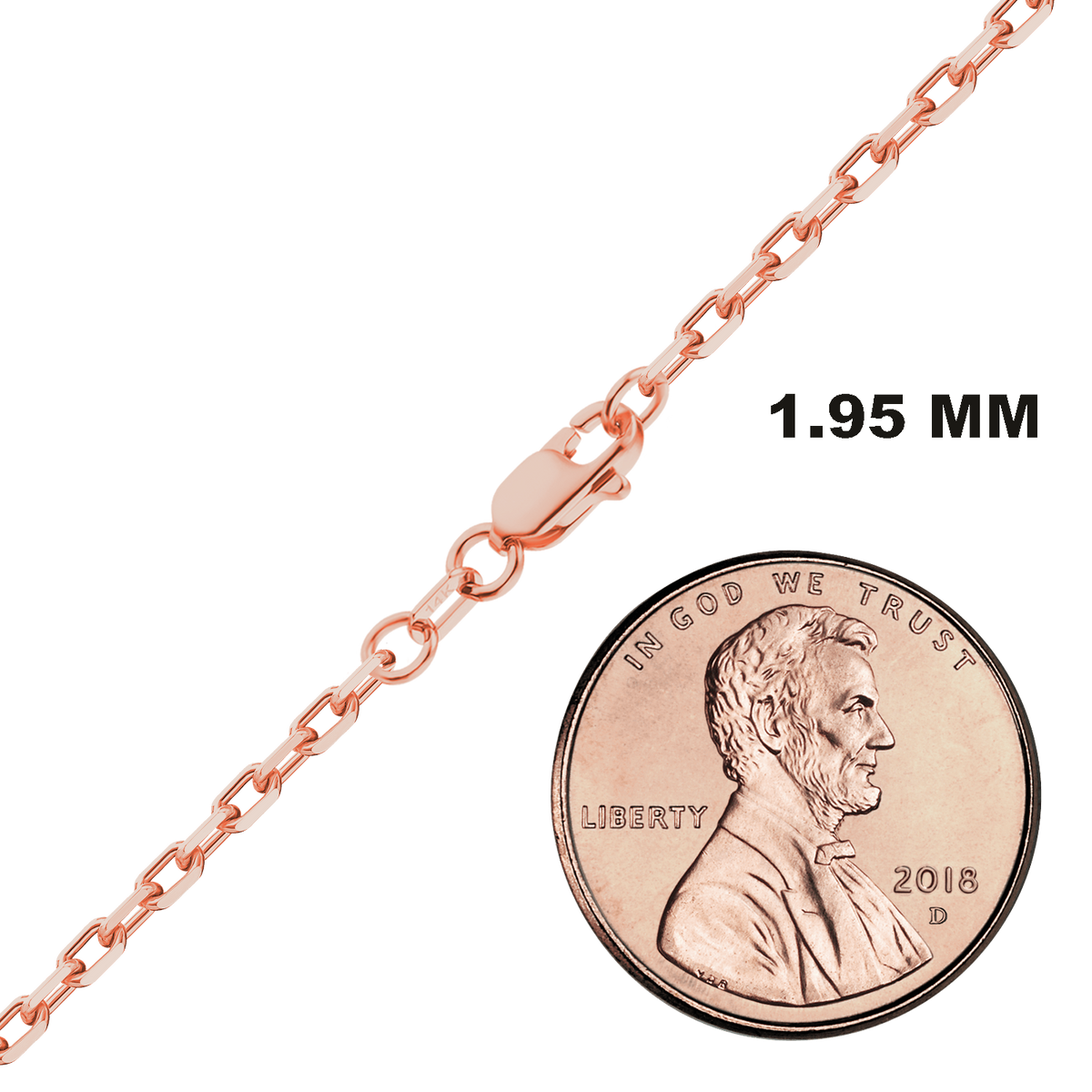 Elongated Diamond Cut Cable Bracelet in 14K rose Gold