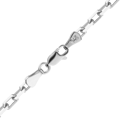 Elongated Diamond Cut Cable Bracelet in 14K White Gold