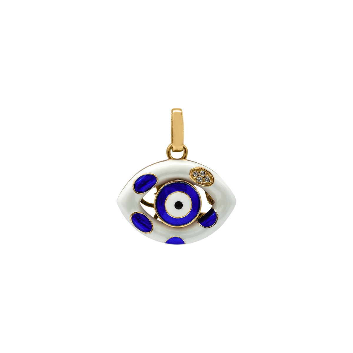 Evil Eye Pendant with Dark Blue and White Enamel