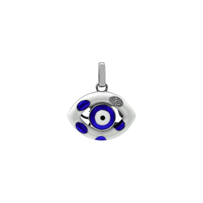 Evil Eye Pendant with Dark Blue and White Enamel
