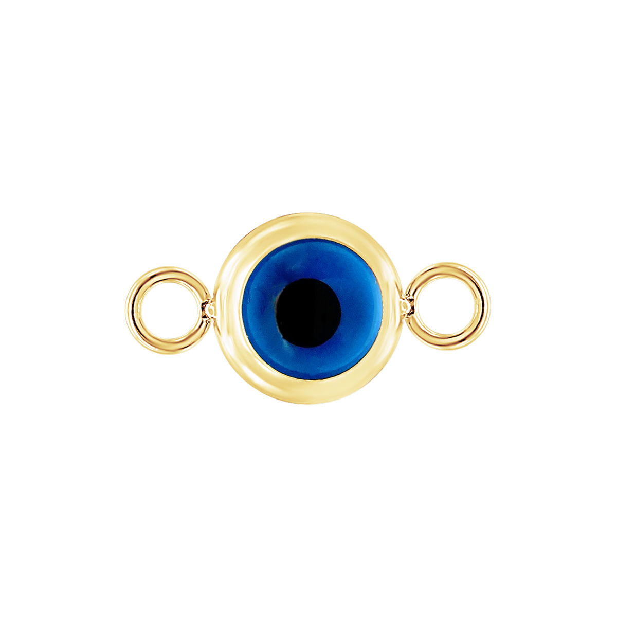 Evil Eye Pendant with Two Rings in 14K yellow gold
