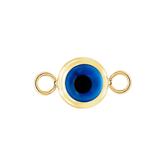 Evil Eye Pendant with Two Rings in 14K yellow gold