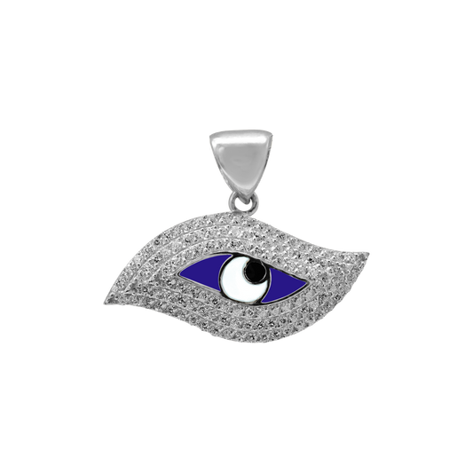 Anhänger mit bösem Blick und blauer Emaille aus Sterlingsilber