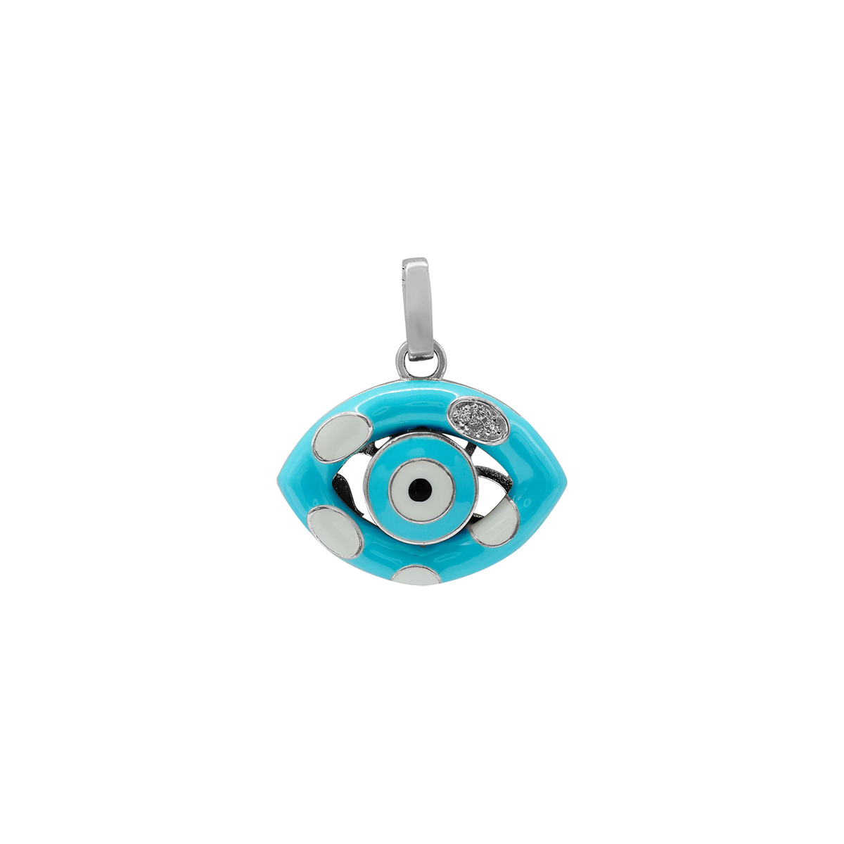 Evil Eye Pendant with Blue and White Enamel